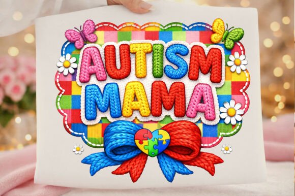 Autism Mama Coquette Bow Faux Yarn Png