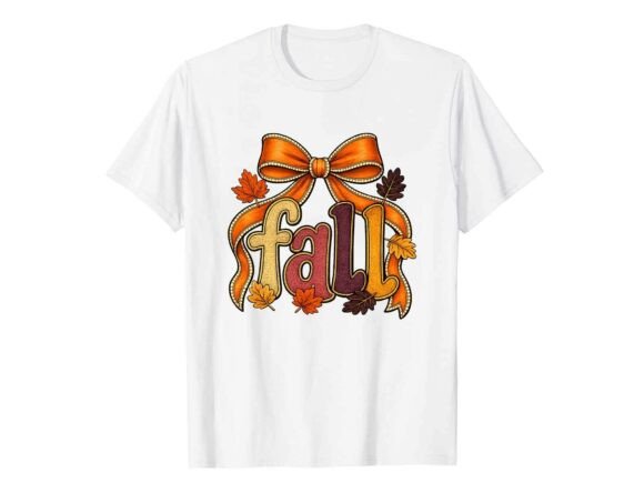 Autumn Bow Typography Fall T-Shirt Graphics