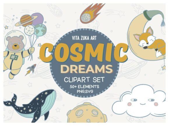Cosmic Nursery Clipart: Graphics for Creative Sellers