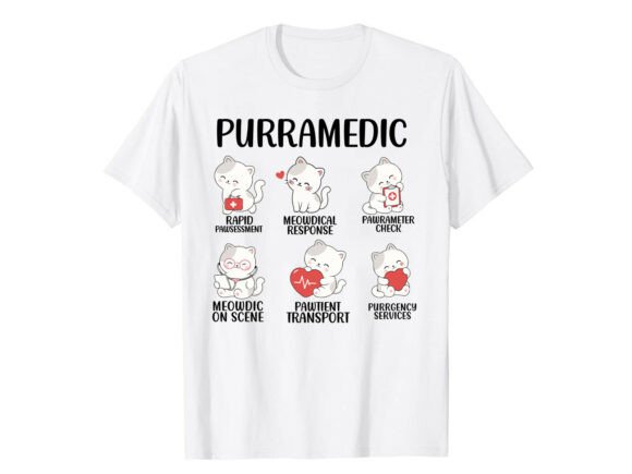 Cute Cat Lover Paramedic T-Shirt Graphics