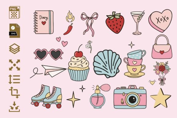 Cute Kawaii Doodle Icons Graphics Freebies