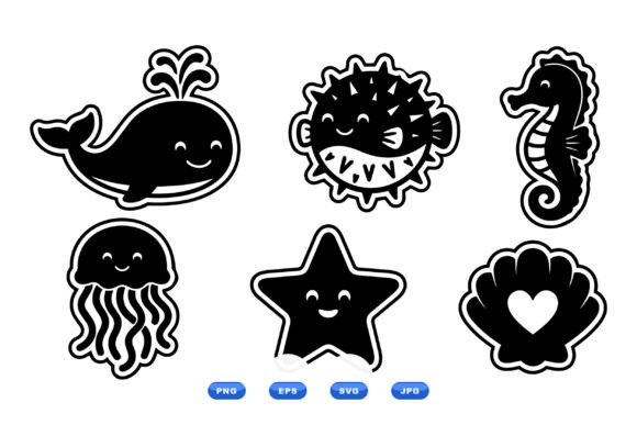Cute Sea Animal Sticker SVGs: Graphics for Playful Branding