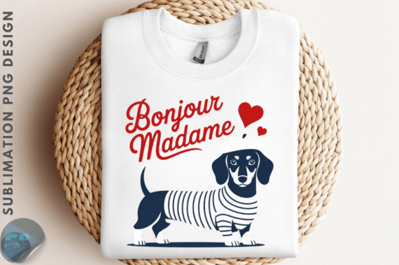 Dachshund French Bonjour Madame PNG Graphics