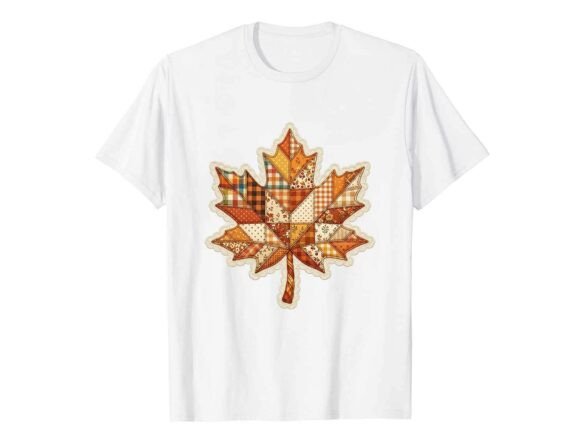 Patchwork Maple Leaf Fall T-Shirt Graphics