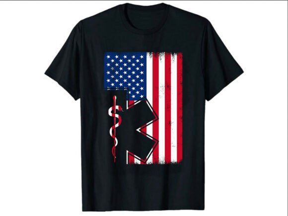 Patriotic EMT Flag Paramedic T-Shirt Graphics