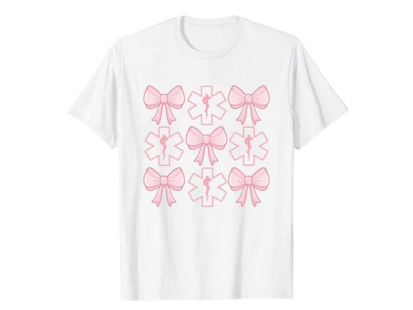 Pink Bow EMS Paramedic T-Shirt Graphics