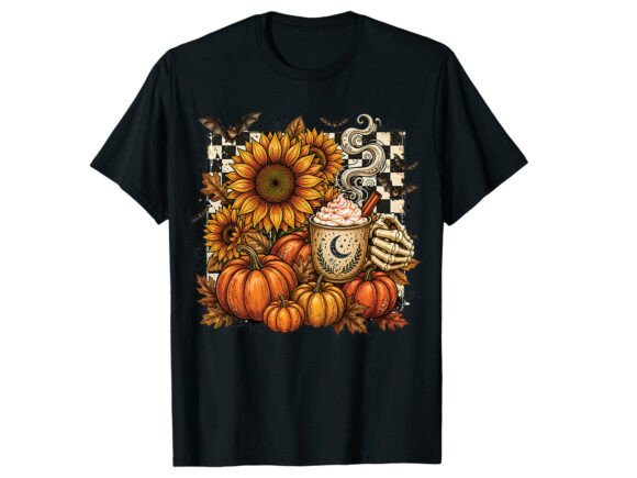 Spooky Sunflower Pumpkin Fall T-Shirt Graphics